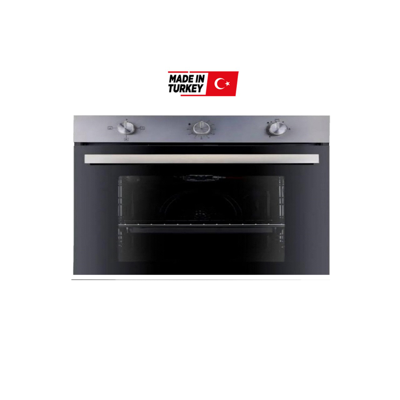 فرن  غاز 90 سم مانيوال ألوان: أسود / ستانلس