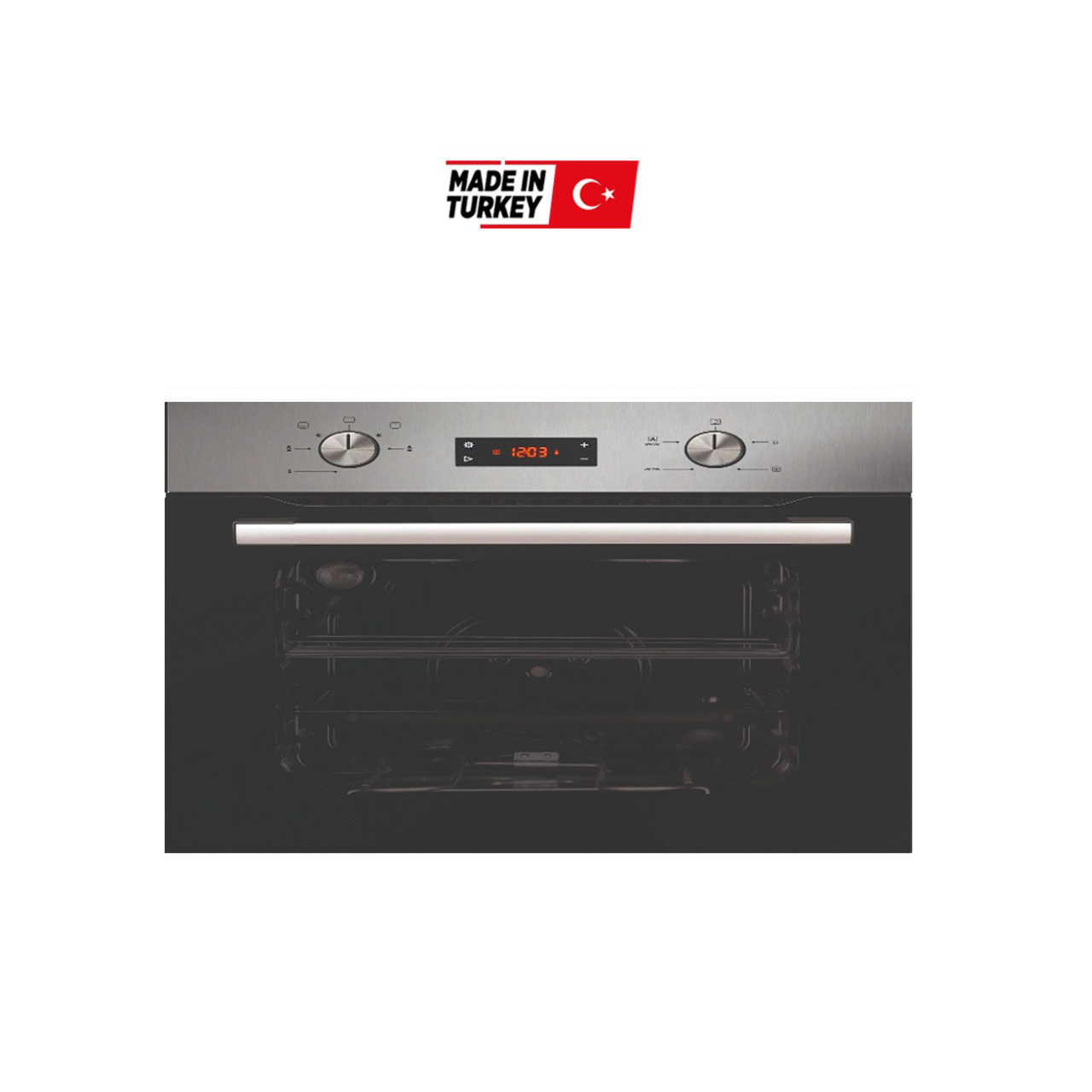 فرن غاز 90 سم ديجيتال ألوان: أسود / ستانلس